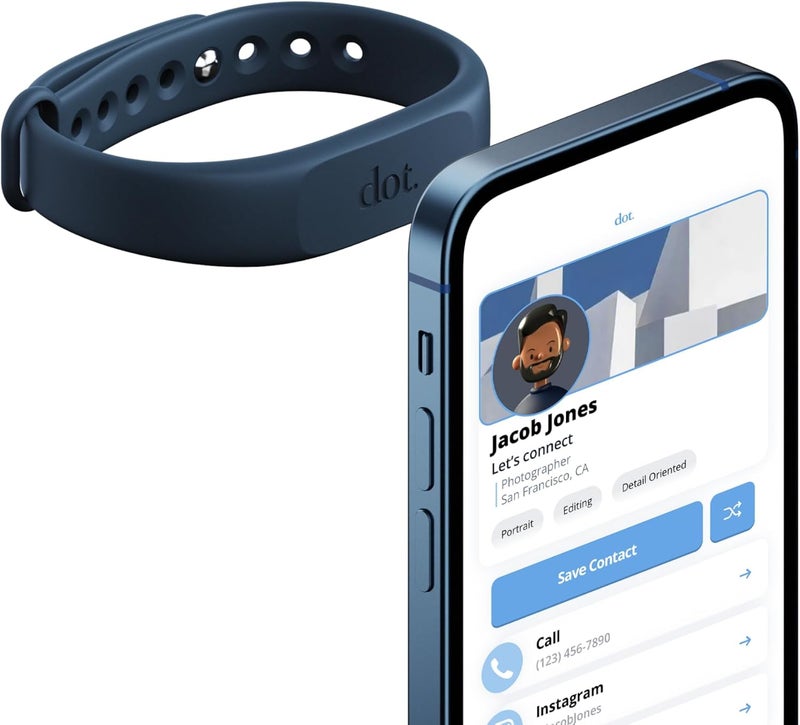 Dot . Band - Digital Business Card Wristband - Tap Compatible with iPhone & Android (Blue) - Image 1